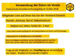 Re: Datenschutzverordnung und Verein